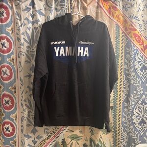 Yamaha Black Hoodie with White and Blue Highlights